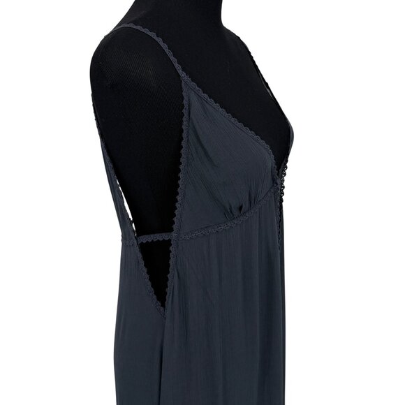 RARE Vtg NWT Free People Gray Lace Crochet Maxi Slip Dress | Whimsigoth Boho M - Picture 13 of 16